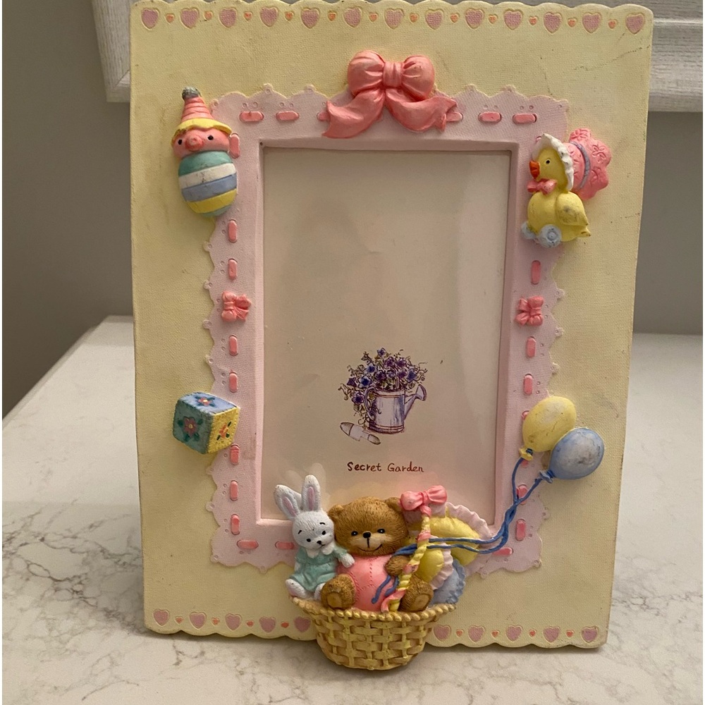 Unisex Yellow Baby 4”x6” Photo Frame Decorated Around the Borders of the Frame
